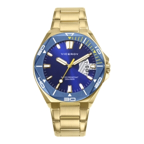 RELOJ ACERO IP DORADO Y AZUL BRAZALETE SR VA                                                        