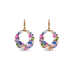 Pendientes plata de ley chapada multipiedra                                                         