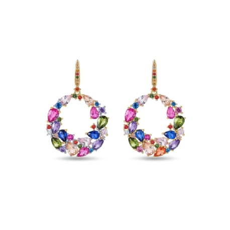 Pendientes plata de ley chapada multipiedra                                                         