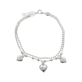 Pulsera plata de ley corazones                                                                      