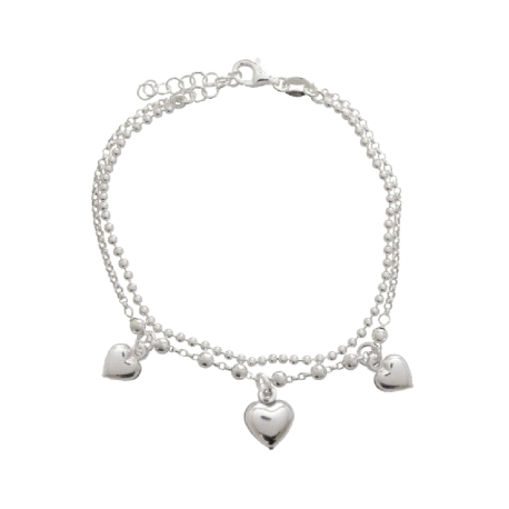 Pulsera plata de ley corazones                                                                      