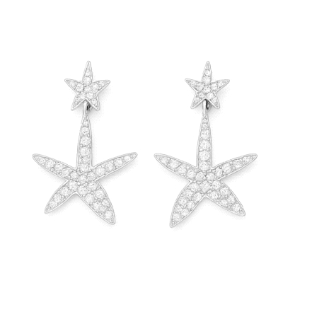 Pendientes plata de ley estrella de mar                                                             