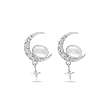 Pendientes plata de ley medias luna                                                                 