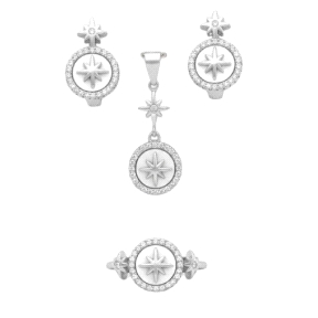Juego plata de ley 3 piezas nacar estrella                                                          
