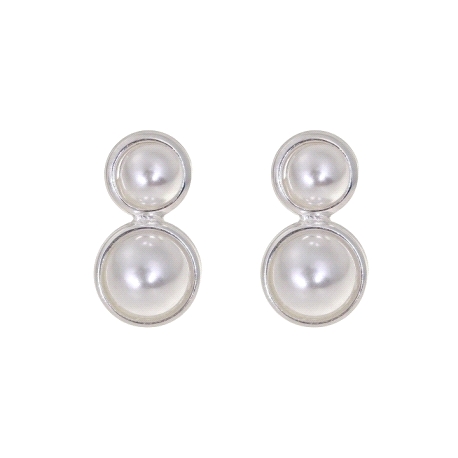 Pendientes plata de ley doble perla                                                                 