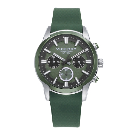 RELOJ VICEROY CRONO ACERO IP VERDE CORREA SR VA                                                     