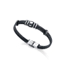 PULSERA VICEROY ACERO IP GUN Y PIEL NEGRA CAB FASHION                                               