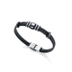 PULSERA VICEROY ACERO IP GUN Y PIEL NEGRA CAB FASHION                                               