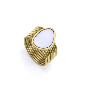 ANILLO ACERO IP DORADO MADRE PERLA SRA FSHN                                                         