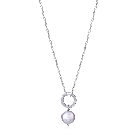 COLLAR PLATA DE LEY BAÑO RODIO PERL SRA JWLS                                                        